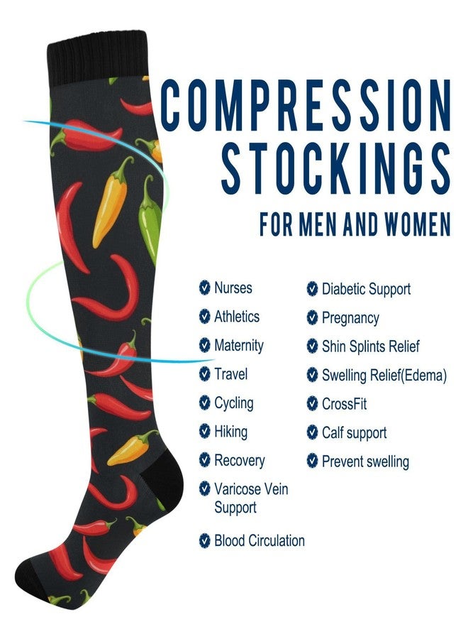 Pigsaly Hot Pepper Chilli Women's Compression Socks Spicy Vegetables Athletic Tube Sock Unisex Casual Knee High Socks Outdoor Sport Socks For Running Hiking Travel - Image 4